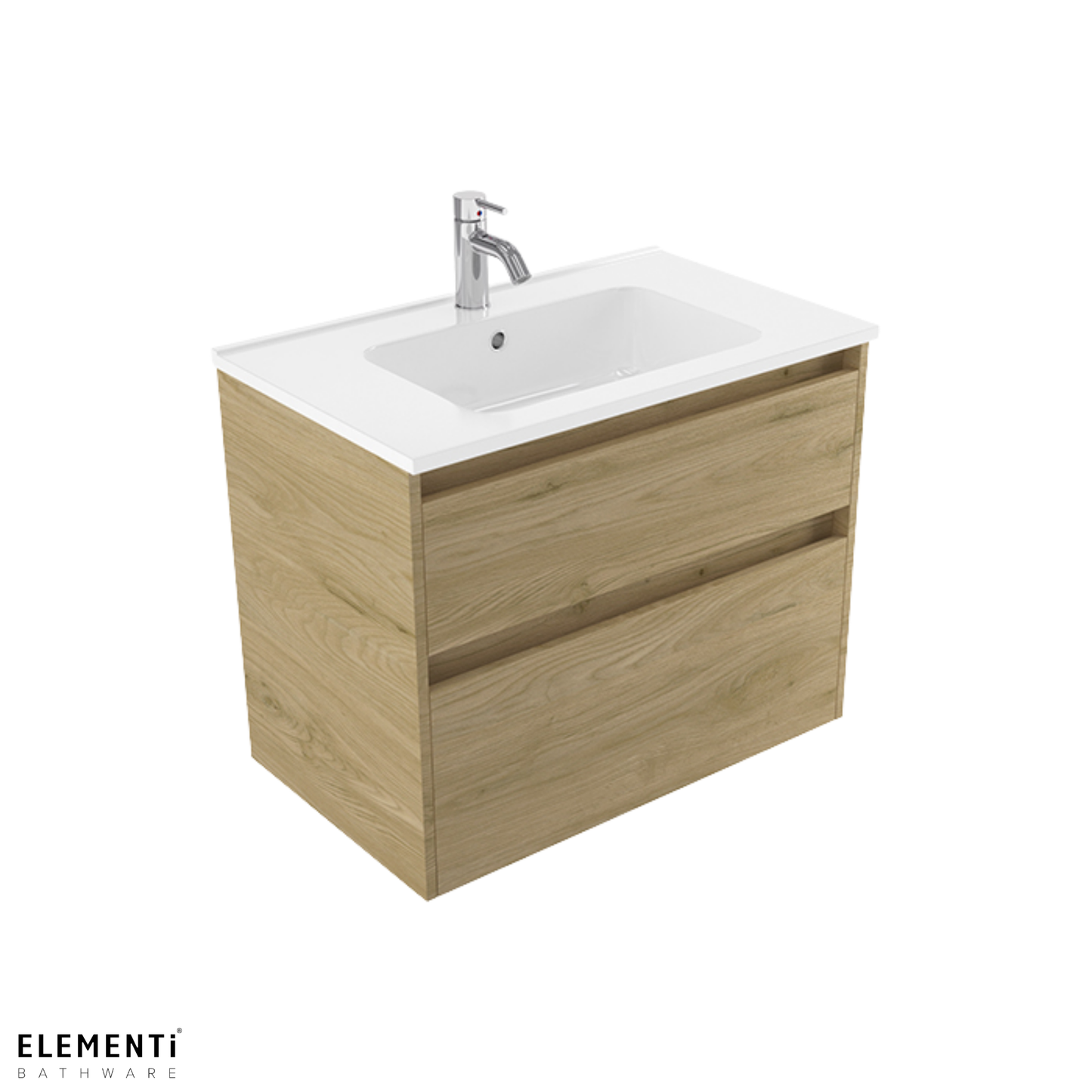 Elementi Novara 2 Drawer Wall Hung Vanity 900mm | Available in 11 Colours