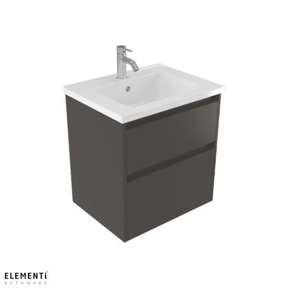 Elementi Novara 2 Drawer Wall Hung Vanity 600mm | Available in 11 Colours