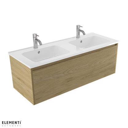 Elementi Novara 1 Drawer Wall Hung Vanity Double Bowl 1200mm - Available in 11 Colours