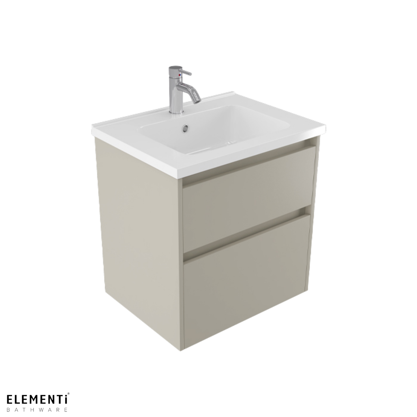 Elementi Novara 2 Drawer Wall Hung Vanity 600mm | Available in 11 Colours