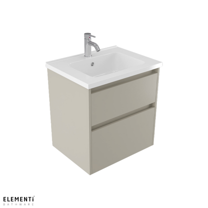 Elementi Novara 2 Drawer Wall Hung Vanity 600mm | Available in 11 Colours