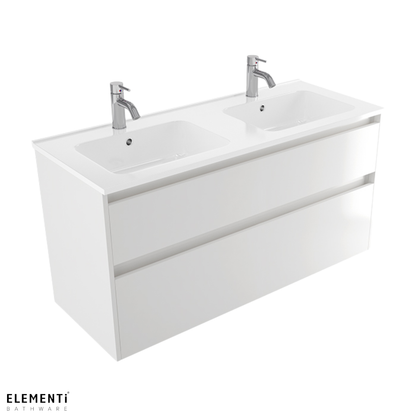 Elementi Novara 2 Drawer Wall Hung Vanity Double Bowl 1200mm - Available in 11 Colours