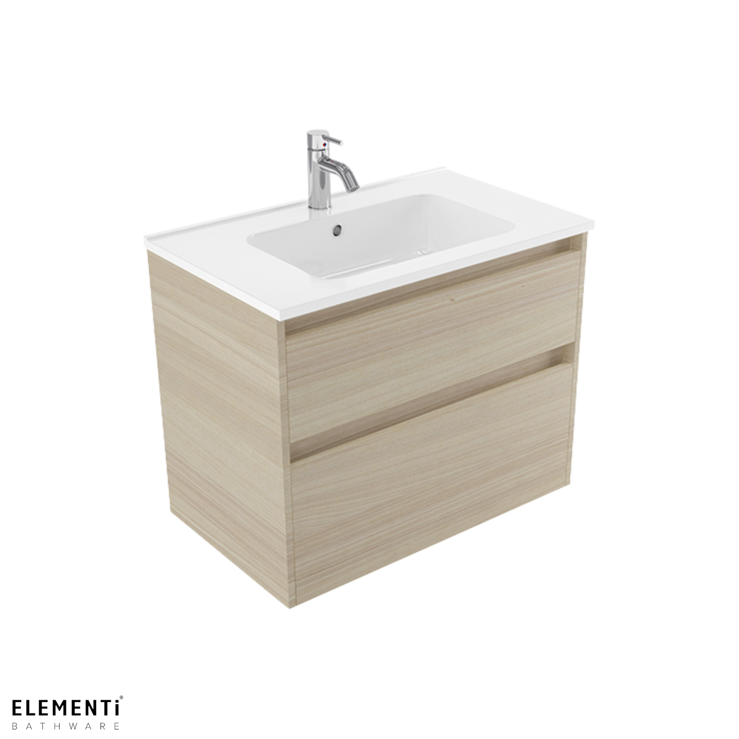Elementi Novara 2 Drawer Wall Hung Vanity 750mm | Available in 11 Colours