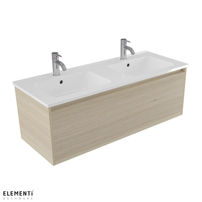 Elementi Novara 1 Drawer Wall Hung Vanity Double Bowl 1200mm - Available in 11 Colours