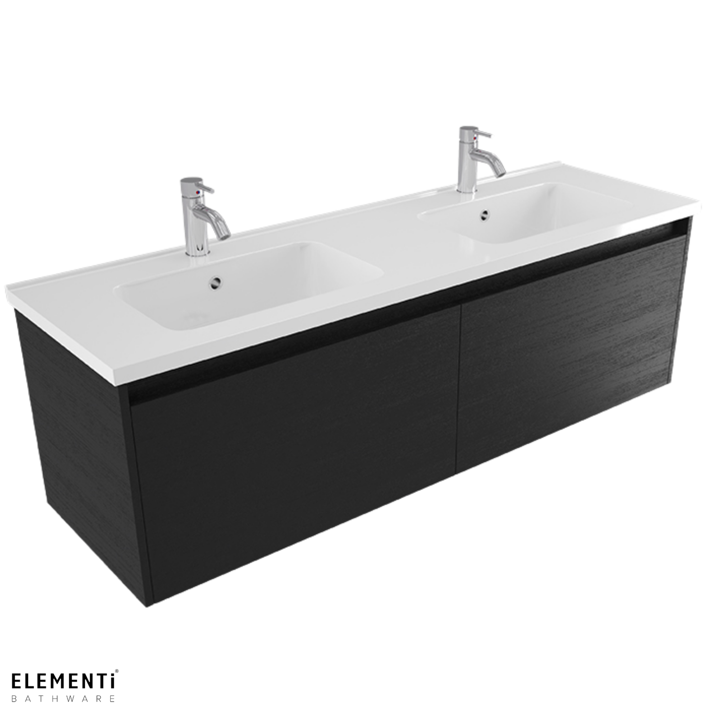 Elementi Novara 2 Drawer Wall Hung Vanity Double Bowl 1500mm - Available in 11 Colours