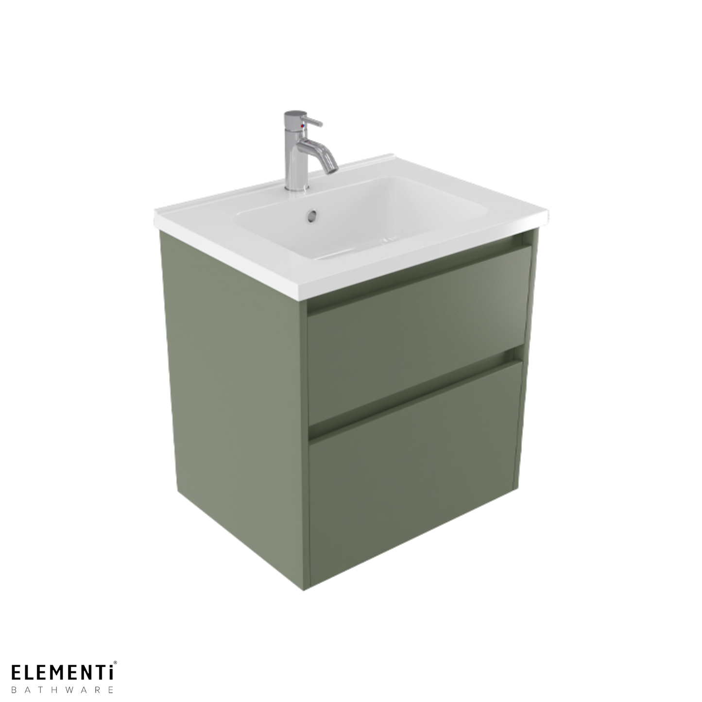 Elementi Novara 2 Drawer Wall Hung Vanity 600mm | Available in 11 Colours