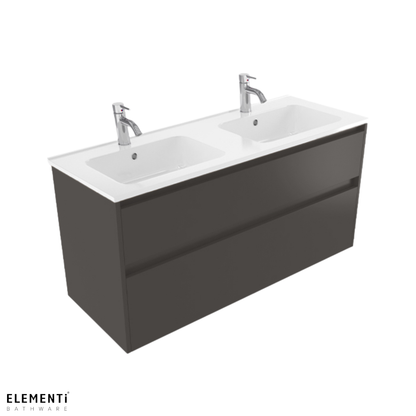 Elementi Novara 2 Drawer Wall Hung Vanity Double Bowl 1200mm - Available in 11 Colours