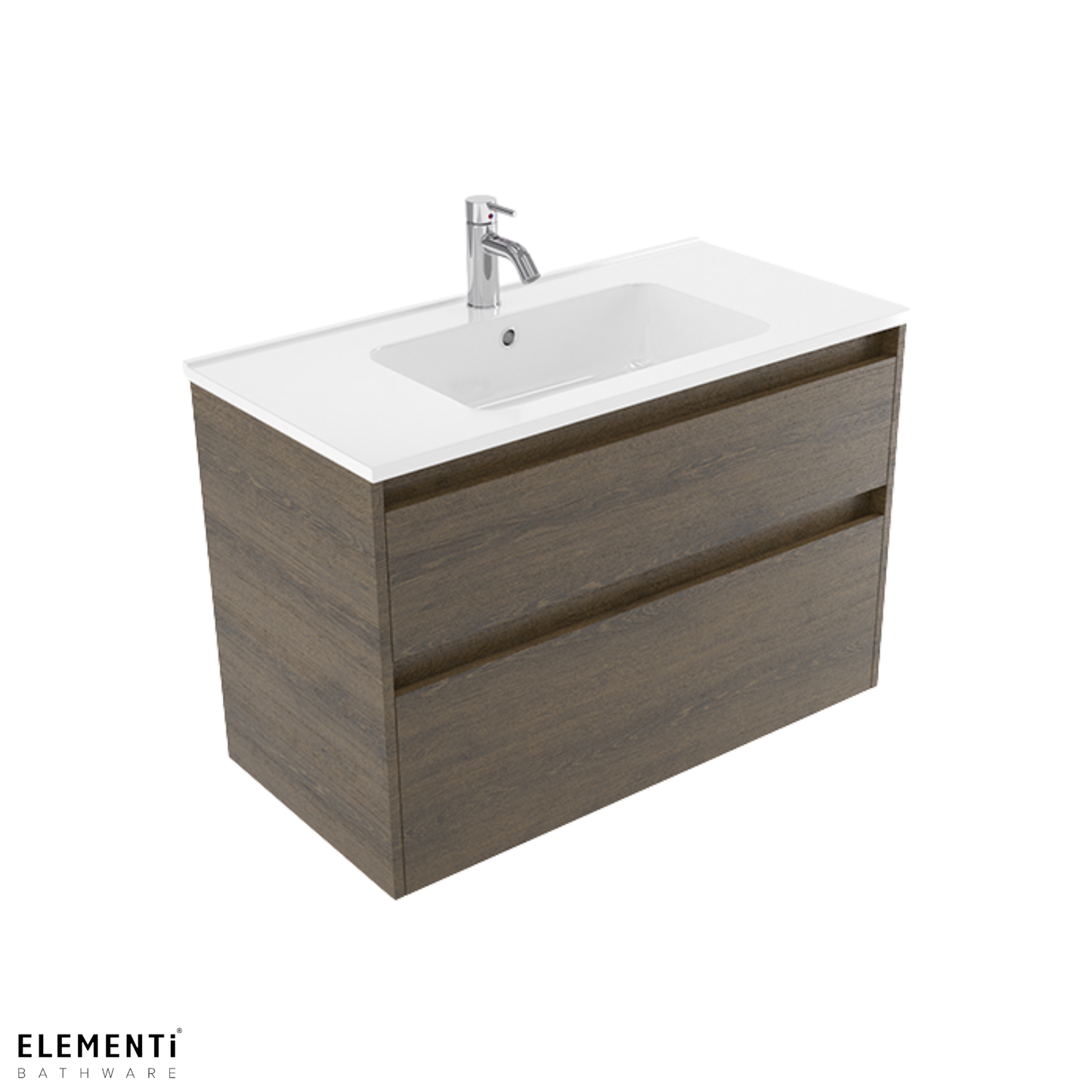 Elementi Novara 2 Drawer Wall Hung Vanity 900mm | Available in 11 Colours