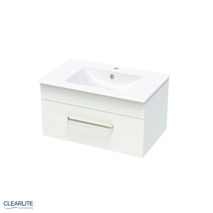 Clearlite Pacific Single Drawer Wall Hung Vanity | 750mm - Available in 3 Colours