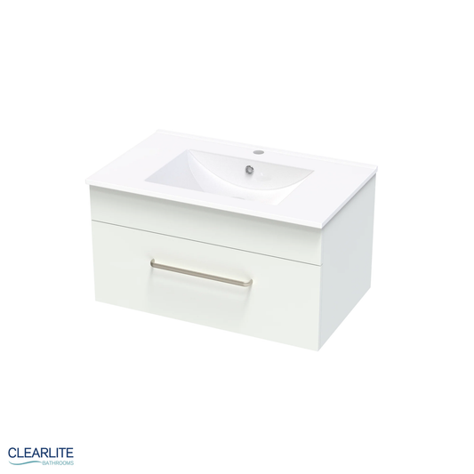 Clearlite Pacific Single Drawer Wall Hung Vanity | 750mm - Available in 3 Colours
