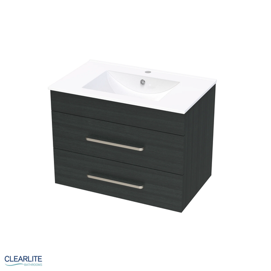 Clearlite Pacific Double Drawer Wall Hung Vanity 750mm - Available in 3 Colours