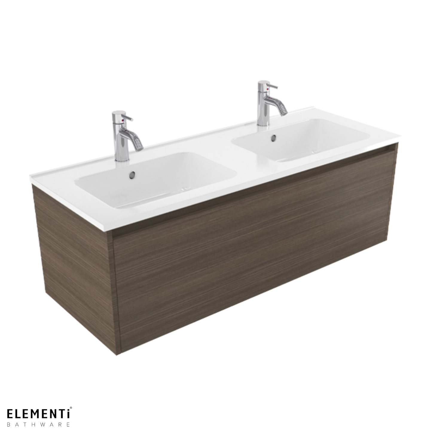 Elementi Novara 1 Drawer Wall Hung Vanity Double Bowl 1200mm - Available in 11 Colours