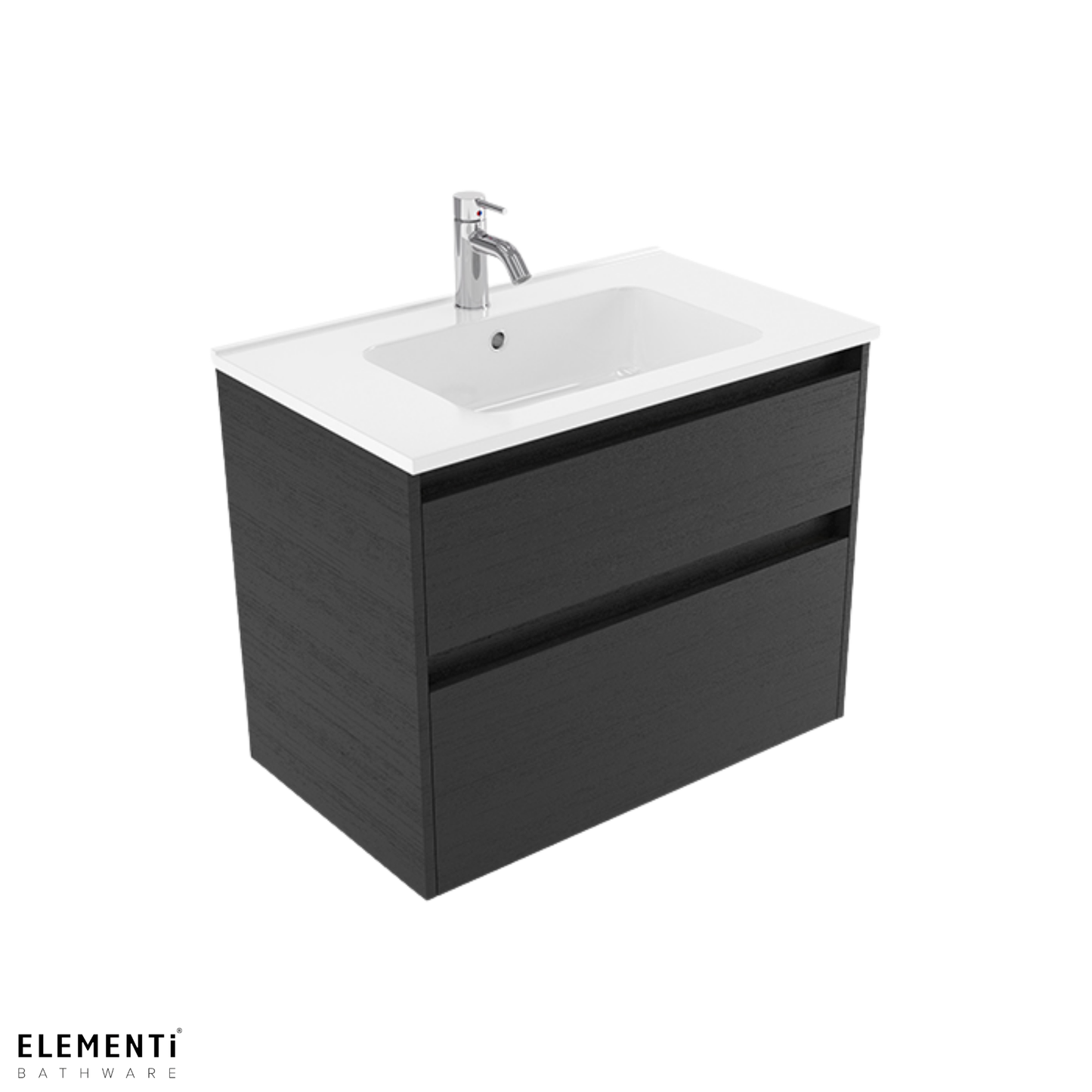 Elementi Novara 2 Drawer Wall Hung Vanity 750mm | Available in 11 Colours