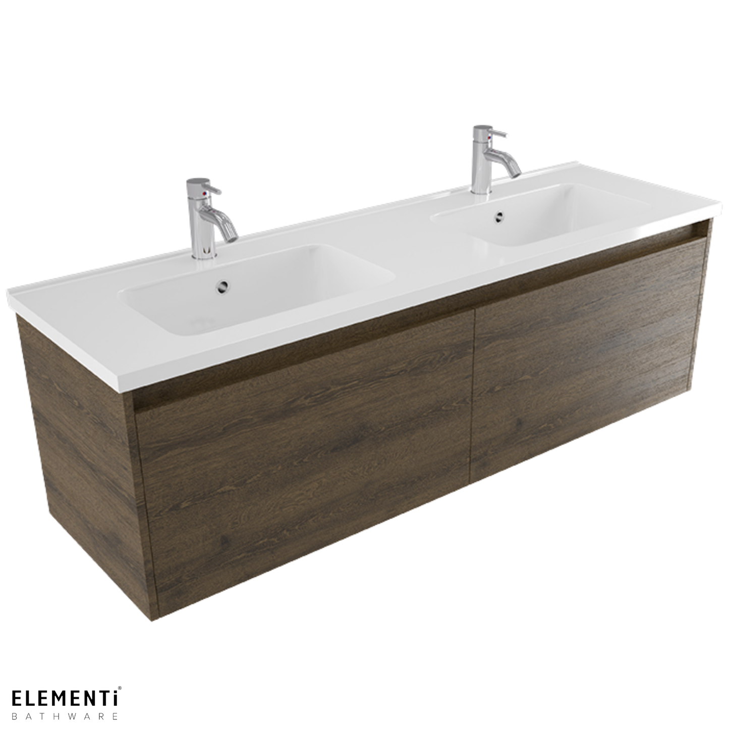 Elementi Novara 2 Drawer Wall Hung Vanity Double Bowl 1500mm - Available in 11 Colours