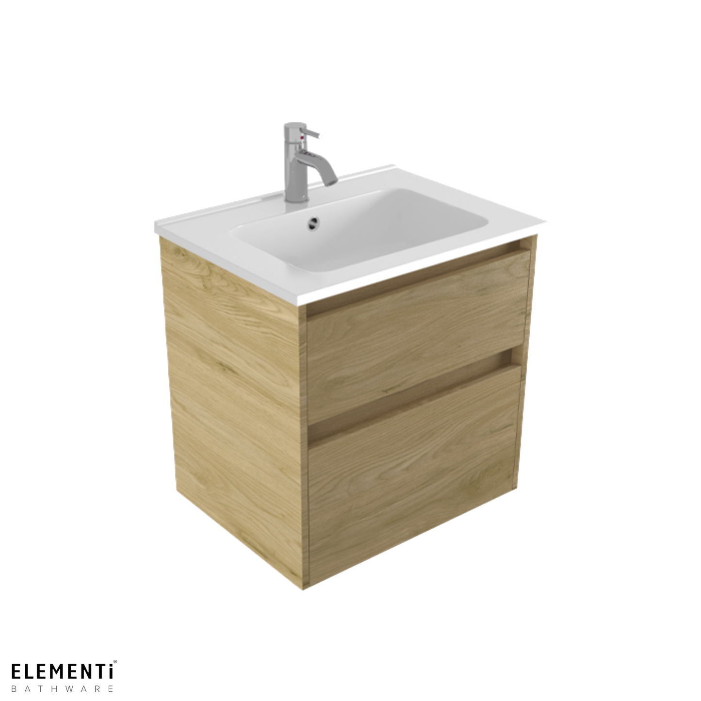 Elementi Novara 2 Drawer Wall Hung Vanity 600mm | Available in 11 Colours