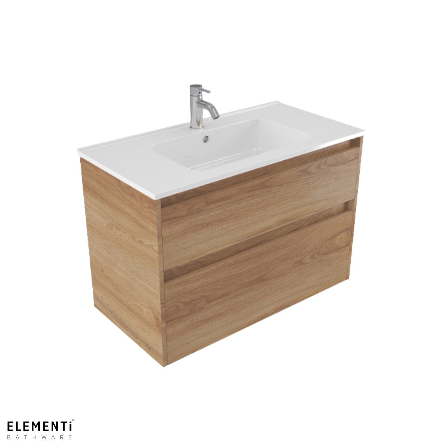 Elementi Novara 2 Drawer Wall Hung Vanity 900mm | Available in 11 Colours