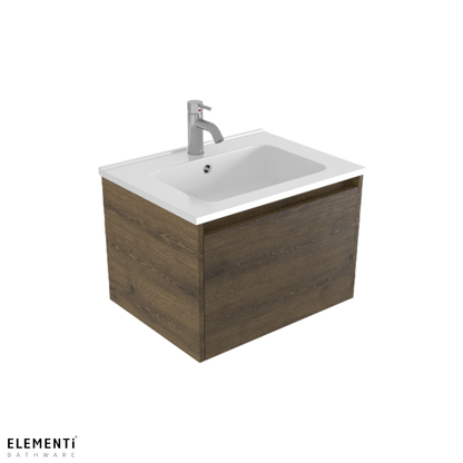 Elementi Novara 1 Drawer Wall Hung Vanity 600mm | Available in 11 Colours