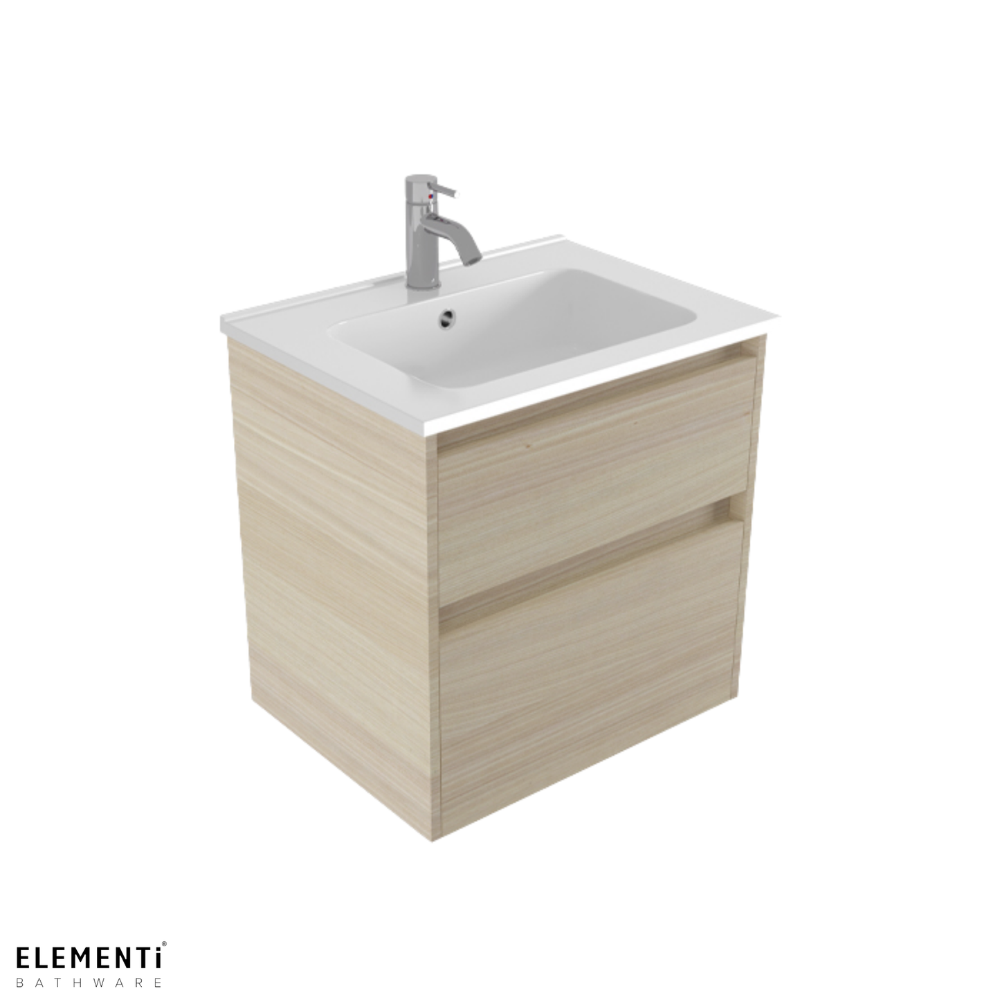 Elementi Novara 2 Drawer Wall Hung Vanity 600mm | Available in 11 Colours