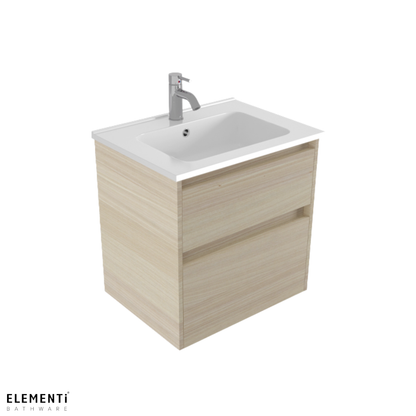 Elementi Novara 2 Drawer Wall Hung Vanity 600mm | Available in 11 Colours