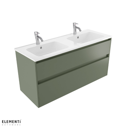 Elementi Novara 2 Drawer Wall Hung Vanity Double Bowl 1200mm - Available in 11 Colours