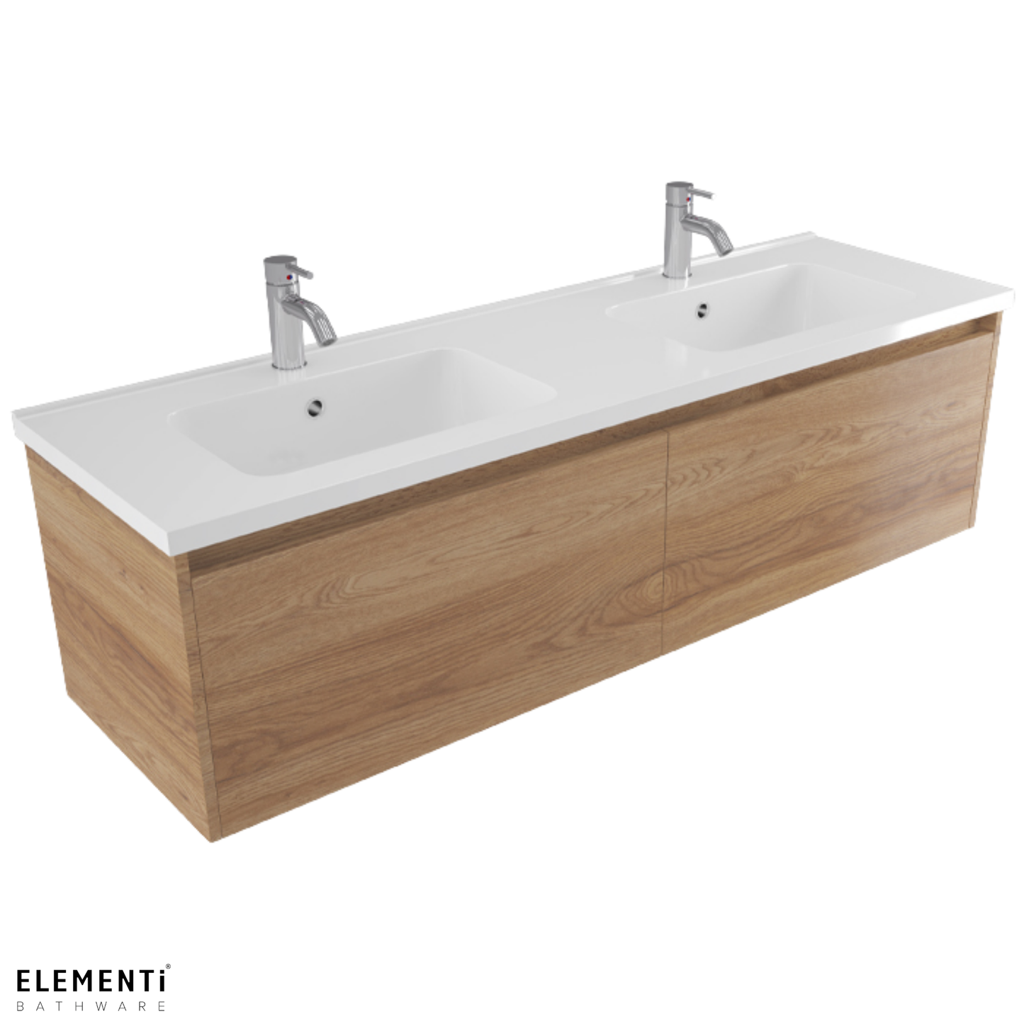 Elementi Novara 2 Drawer Wall Hung Vanity Double Bowl 1500mm - Available in 11 Colours