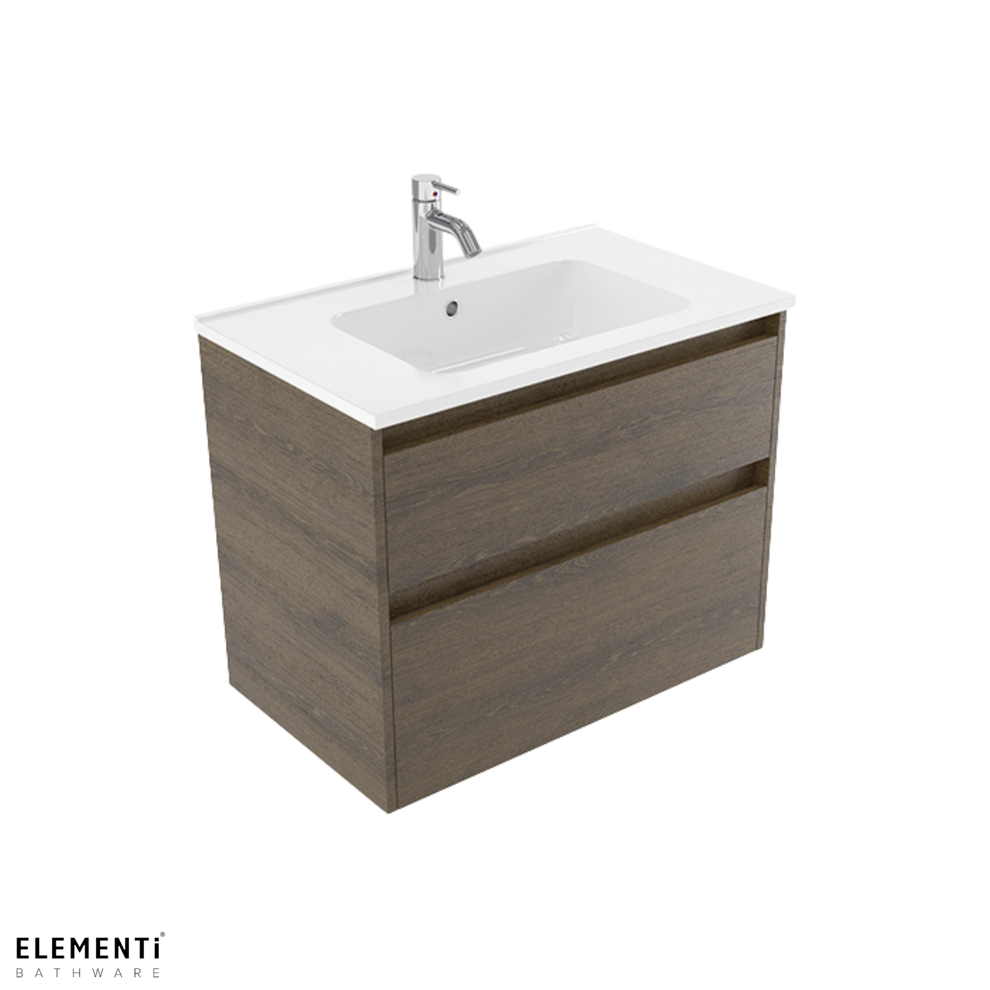 Elementi Novara 2 Drawer Wall Hung Vanity 750mm | Available in 11 Colours