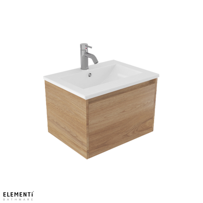 Elementi Novara 1 Drawer Wall Hung Vanity 600mm | Available in 11 Colours