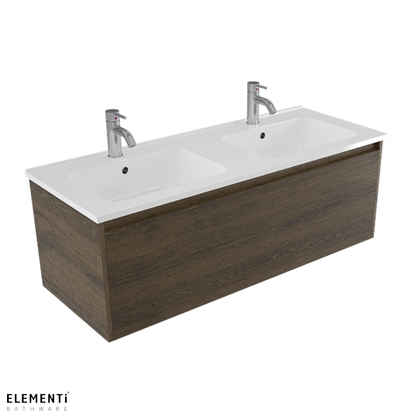 Elementi Novara 1 Drawer Wall Hung Vanity Double Bowl 1200mm - Available in 11 Colours