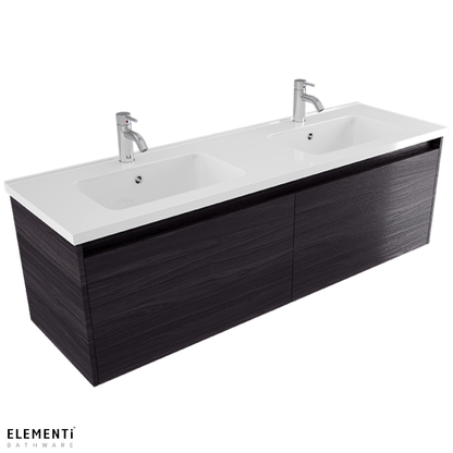 Elementi Novara 2 Drawer Wall Hung Vanity Double Bowl 1500mm - Available in 11 Colours
