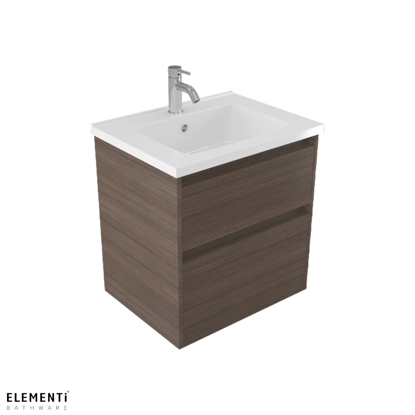 Elementi Novara 2 Drawer Wall Hung Vanity 600mm | Available in 11 Colours