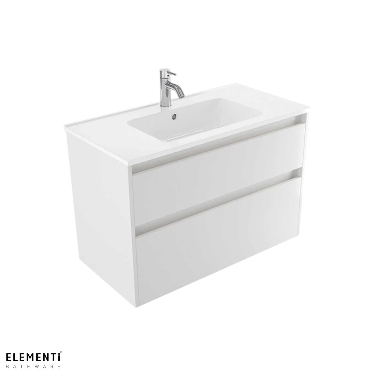 Elementi Novara 2 Drawer Wall Hung Vanity 900mm | Available in 11 Colours