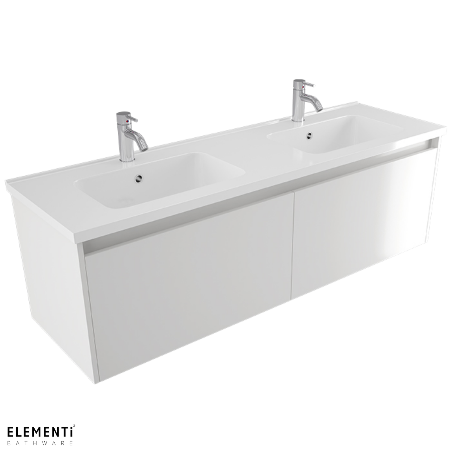 Elementi Novara 2 Drawer Wall Hung Vanity Double Bowl 1500mm - Available in 11 Colours