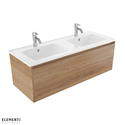 Elementi Novara 1 Drawer Wall Hung Vanity Double Bowl 1200mm - Available in 11 Colours