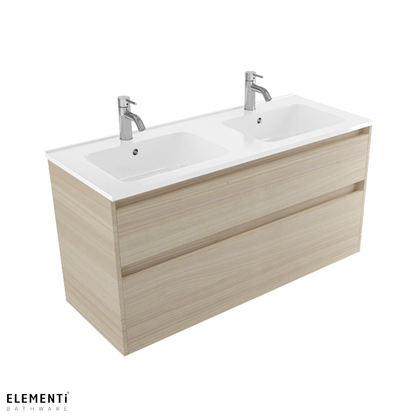 Elementi Novara 2 Drawer Wall Hung Vanity Double Bowl 1200mm - Available in 11 Colours
