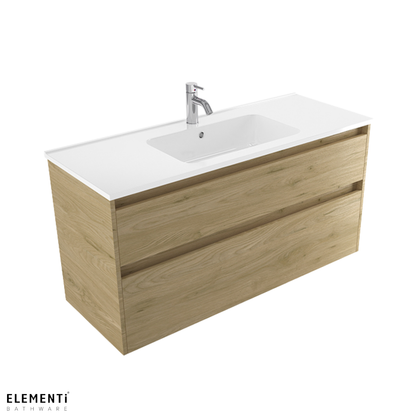 Elementi Novara 2 Drawer Wall Hung Vanity 1200mm | Available in 11 Colours