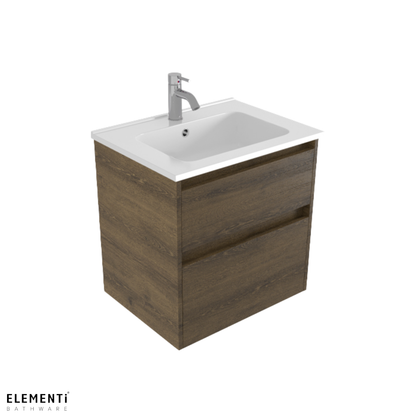 Elementi Novara 2 Drawer Wall Hung Vanity 600mm | Available in 11 Colours