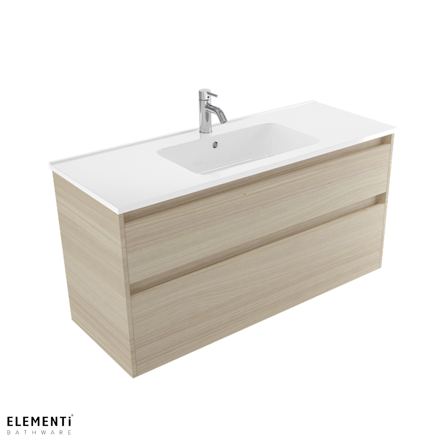 Elementi Novara 2 Drawer Wall Hung Vanity 1200mm | Available in 11 Colours