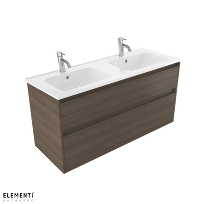 Elementi Novara 2 Drawer Wall Hung Vanity Double Bowl 1200mm - Available in 11 Colours