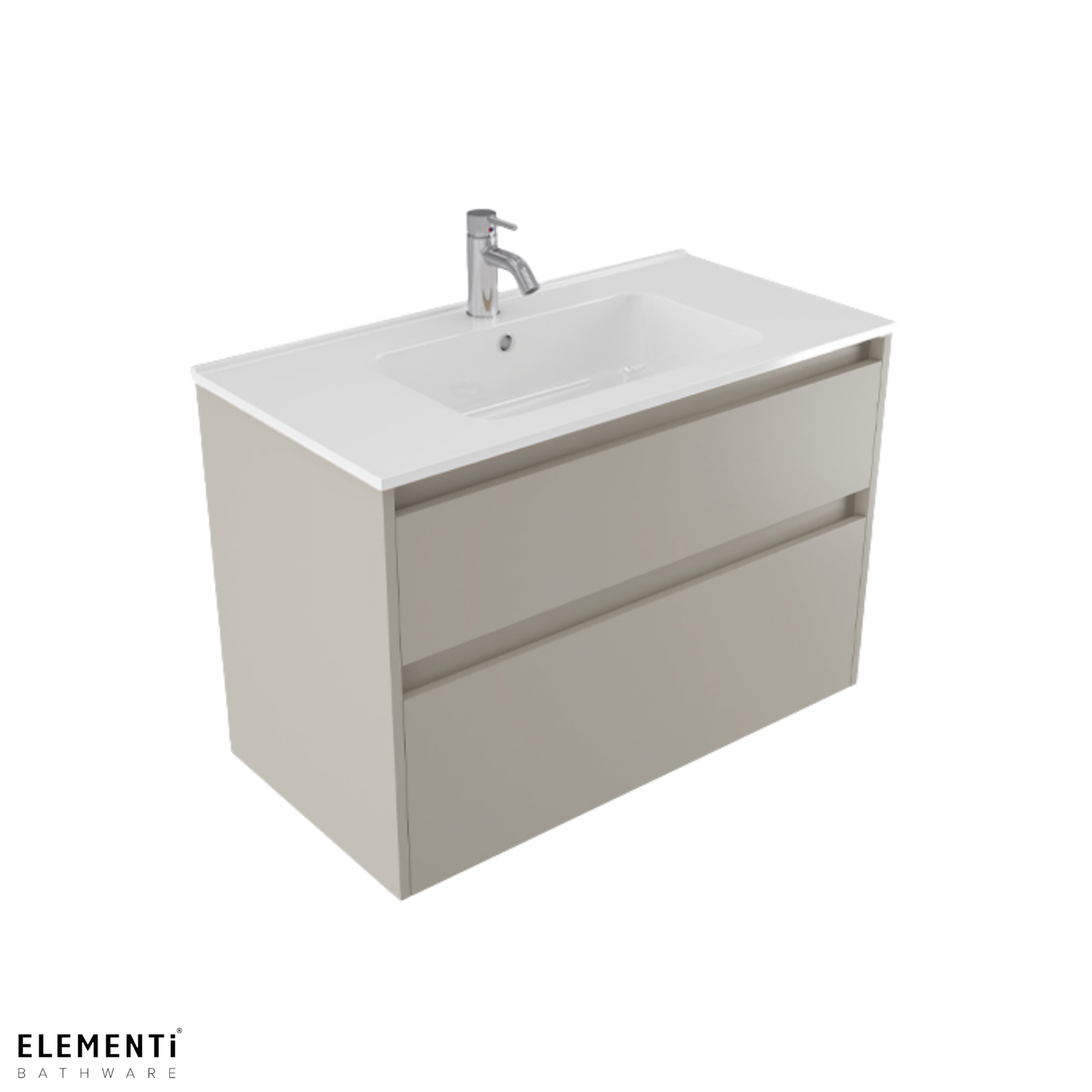 Elementi Novara 2 Drawer Wall Hung Vanity 900mm | Available in 11 Colours