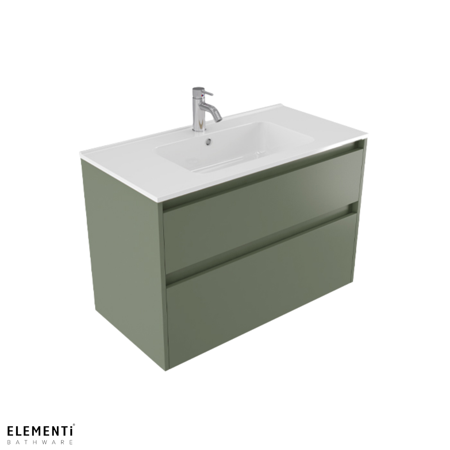 Elementi Novara 2 Drawer Wall Hung Vanity 900mm | Available in 11 Colours
