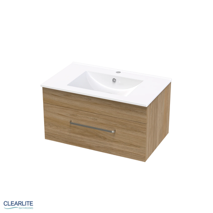 Clearlite Pacific Single Drawer Wall Hung Vanity | 750mm - Available in 3 Colours