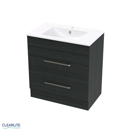 Clearlite Pacific Double Drawer Floor Standing Vanity 750mm - Available in 3 Colours