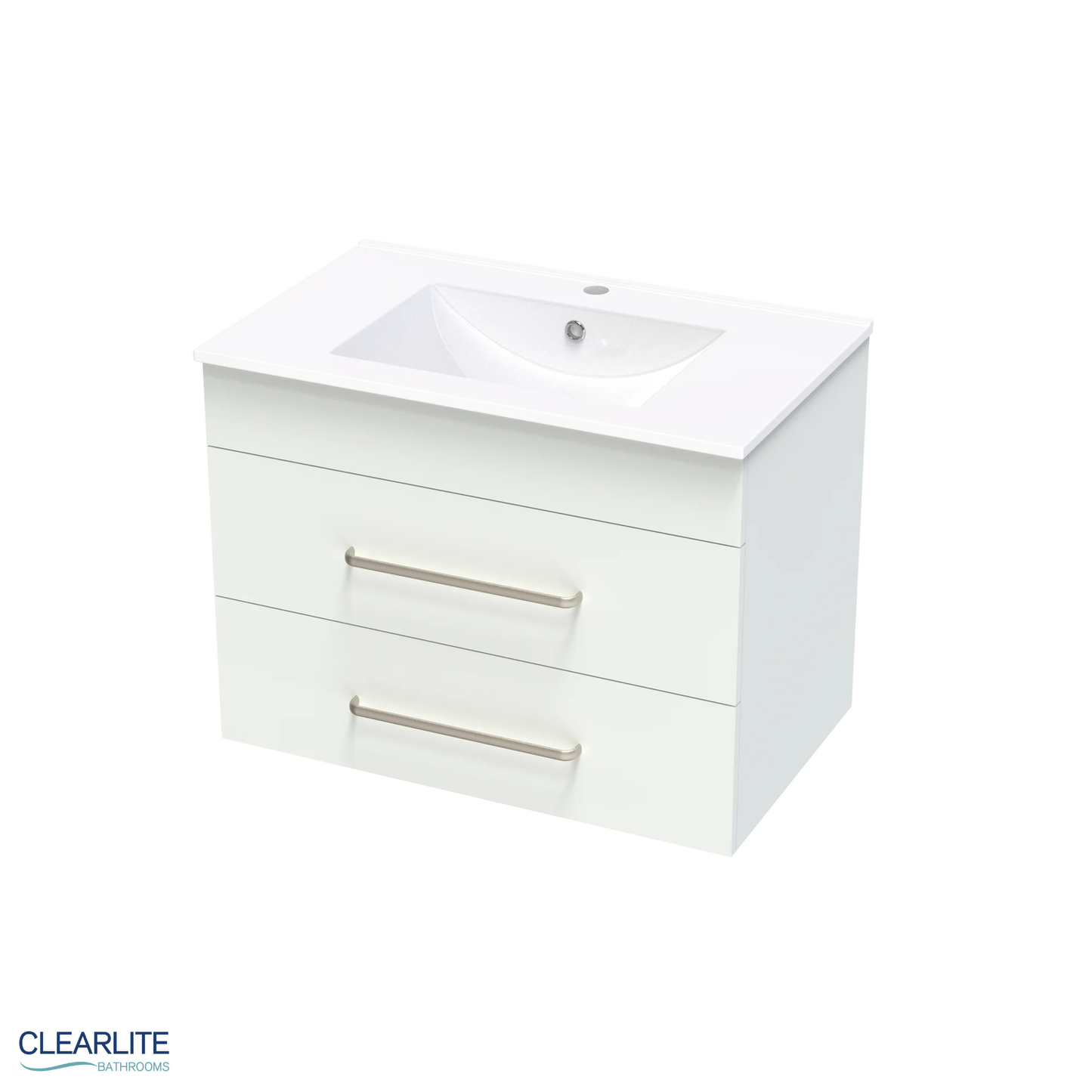 Clearlite Pacific Double Drawer Wall Hung Vanity 750mm - Available in 3 Colours