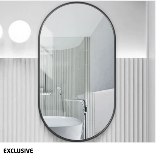 Avant Oval Black Framed Mirror 400mm x 900mm