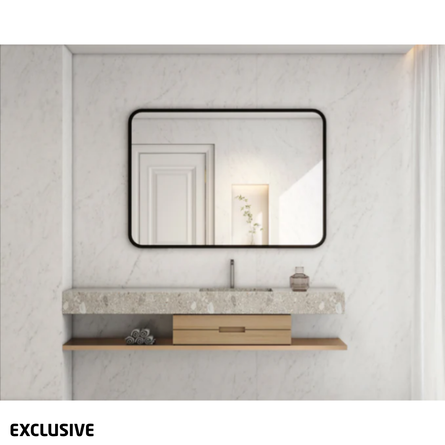 Avant Rectangle Black Framed Mirror 900 x 750mm