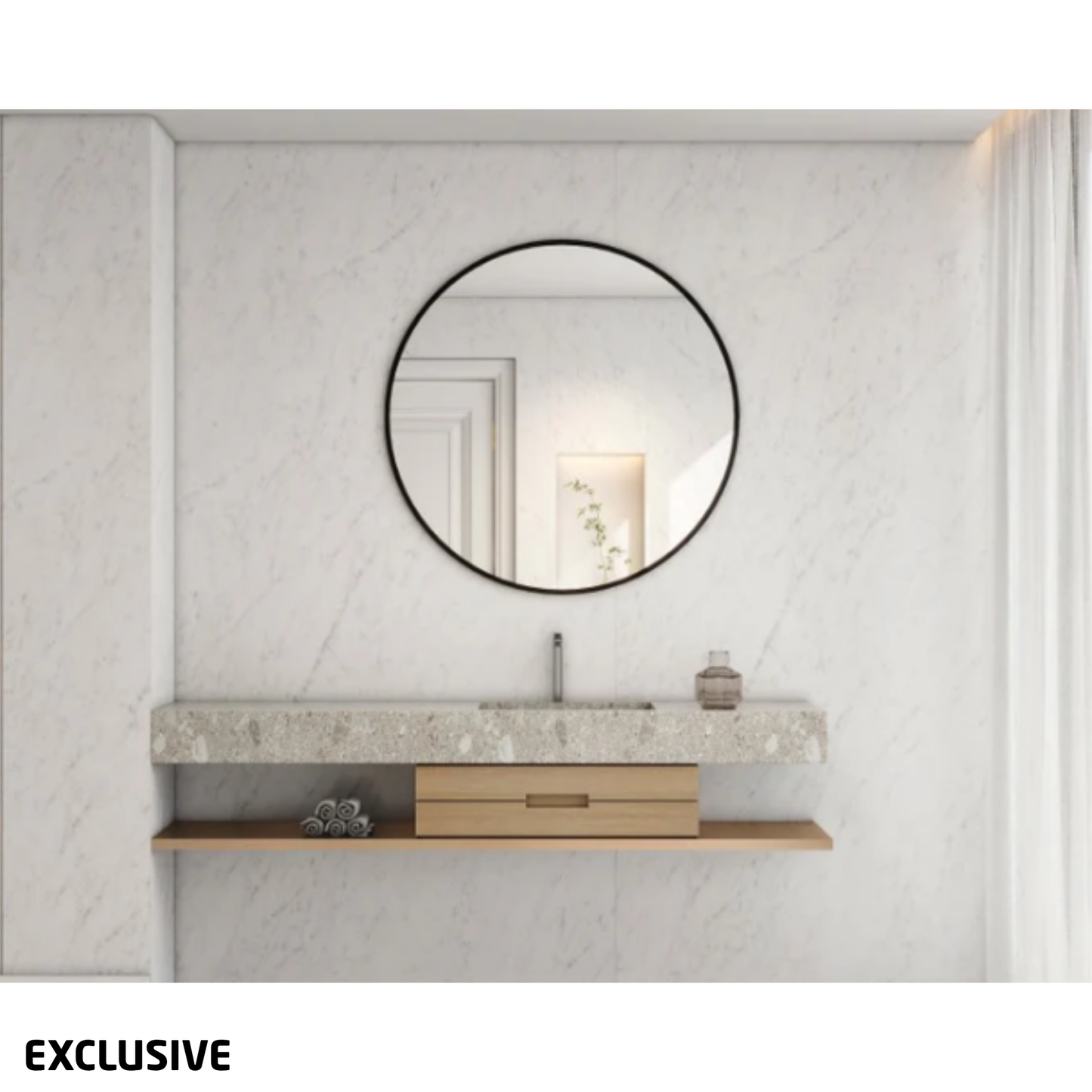 Avant Round Black Framed Mirror 900mm