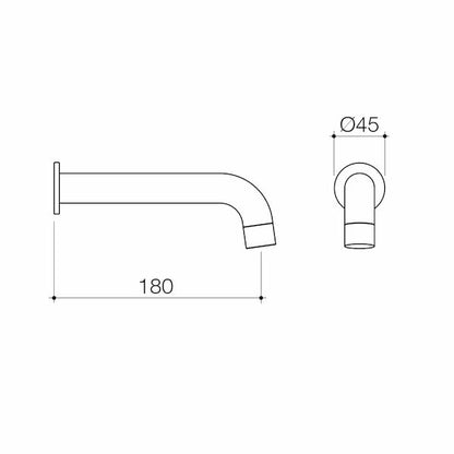 Stylus Basis Wall Basin/Bath Outlet 180mm | Available in 3 Colours