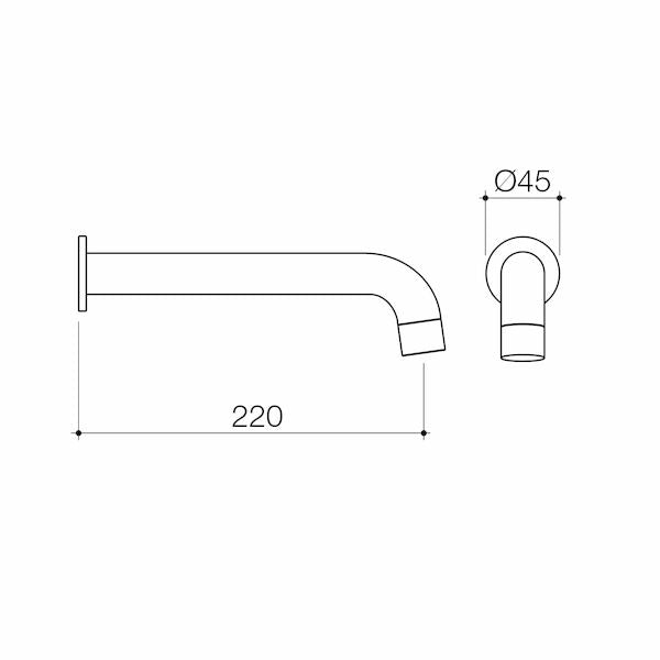 Stylus Basis Wall Basin/Bath Outlet 220mm | Available in 3 Colours
