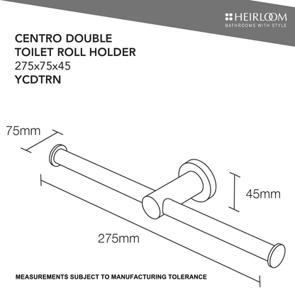 Heirloom Centro Double Toilet Roll Holder - Chrome