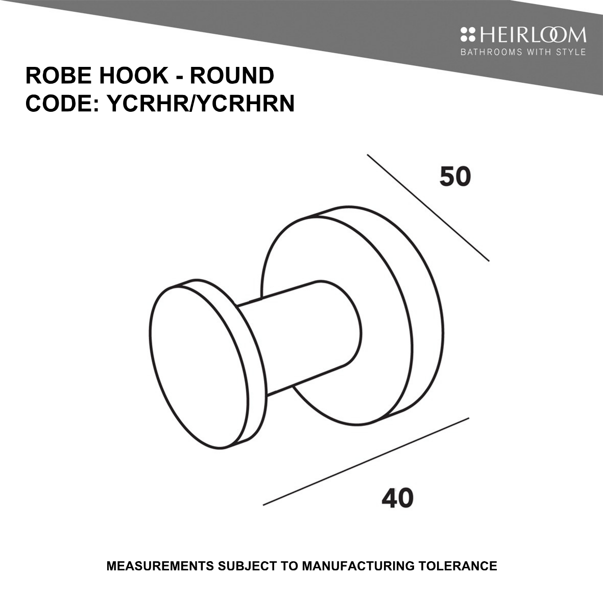 Heirloom Centro Round Robe Hook | Available in 2 Colours